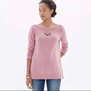 Madewell Pinewood Merino Wool Side Button Sweater